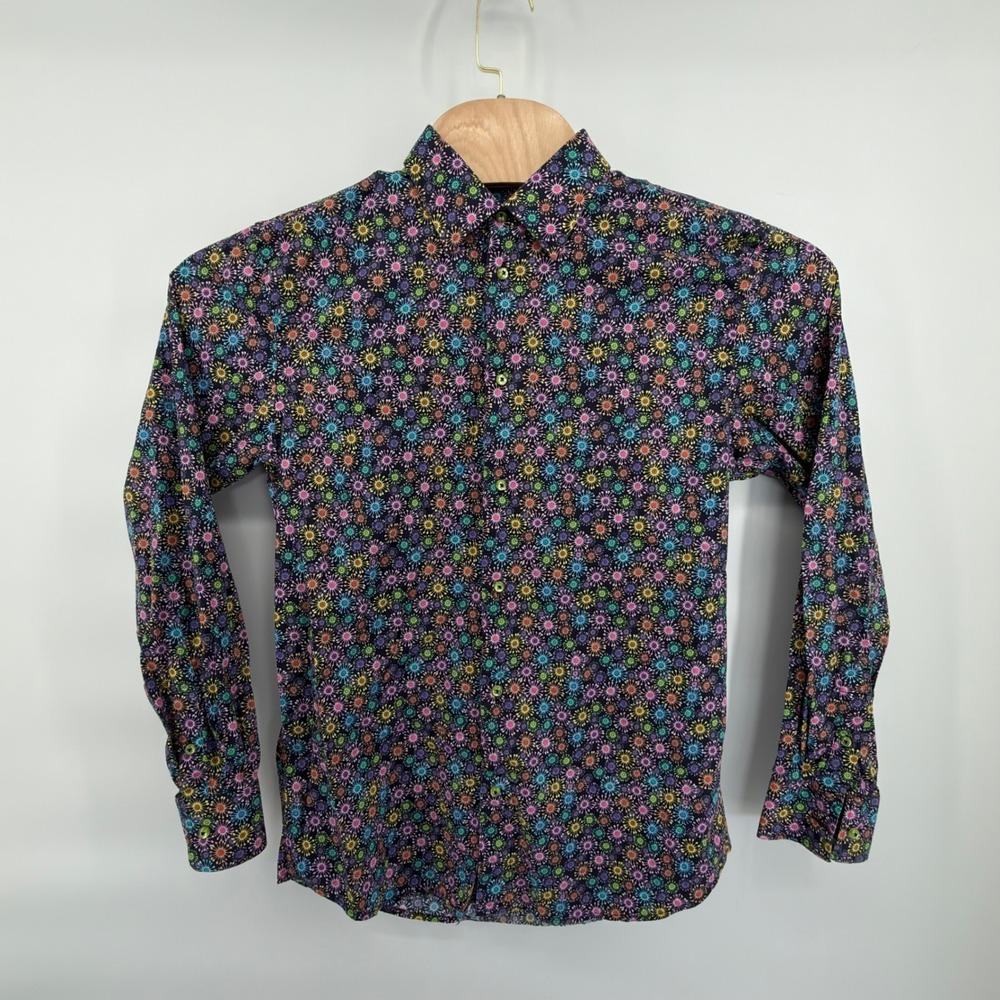 Coton Doux Button Down Shirt Mens 16 41 Multicolor Psychedelic Starburst Slim
